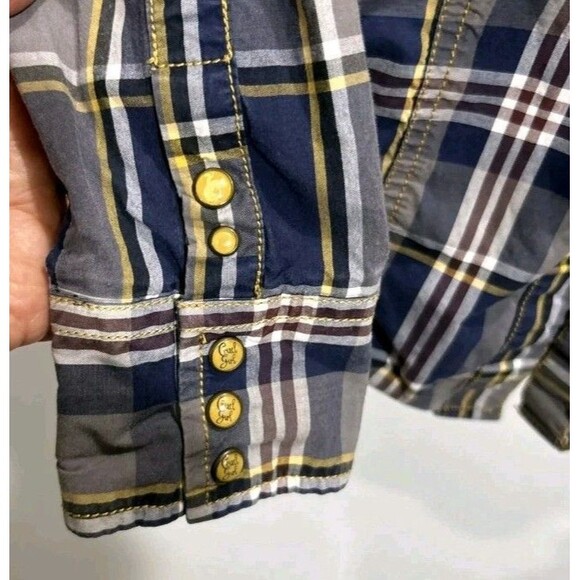CRUEL GIRL Womens Xl Fitted Western Shirt  Plaid LS Bucking Bronco Snaps - Picture 6 of 9